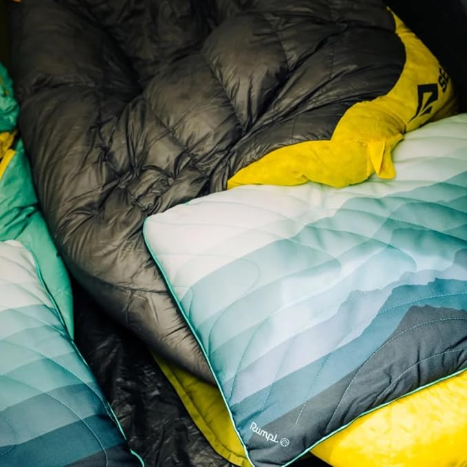 Rumpl The Adjustable Camp Pillow - Full Size Packable Outdoor and Travel Pillow Two-Sided Temperature Control 22 x 15 Baja Fade