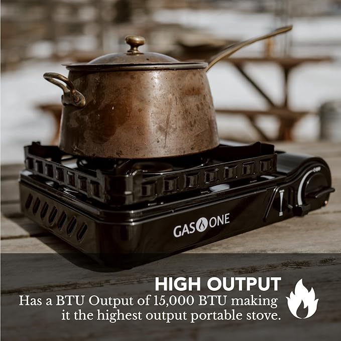 GasOne 15000 BTU Propane or Butane Stove Dual Fuel Stove Portable Camping Stove - Patented - with Carrying Case Great for Emergency Preparedness Kit