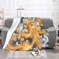 Golden Flowers Soft Fleece Blanket 60 * 50 inch Soft Sofa Blanket Suitable for Sofa Camping Travel Night Cover Blanket