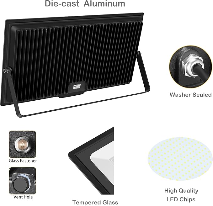 2 Pack 600W LED Flood Light Outside Warm White Flood Lights3000K 60000LM Super Bright Outdoor Security Lamp (3000W Equivalent) IP66 Waterproof Floodlight for Yard Field Court Stadium