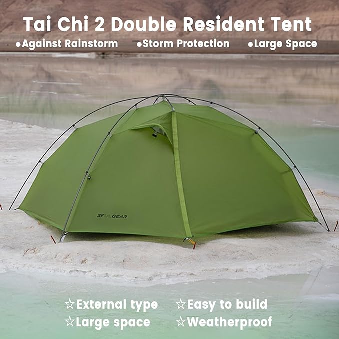 3FULGEAR Tai Chi 2 Ultralight Tent Bivvy Ground Tent for 2 Person Rainproof Windproof 3/4 Camping Tents Season for Outdoor Camping Trekking Kayaking Climbing Hiking Fishing Hunting