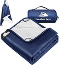 Fleece Waterproof Outdoor Blanket - Windproof Stadium Blanket for Camping Picnics and Sports Stay Dry and Comfortable 80x 58(Hoodeed Blue)