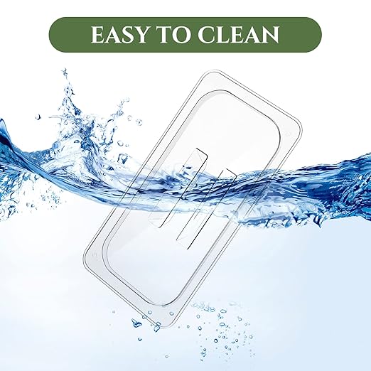 12 Pieces 1/3 Size Food Pan Lids Polycarbonate Universal Handled Notched Food Pan Lid Clear Dish Pan Covers with Handle for Restaurant Commercial Meal Container Storage