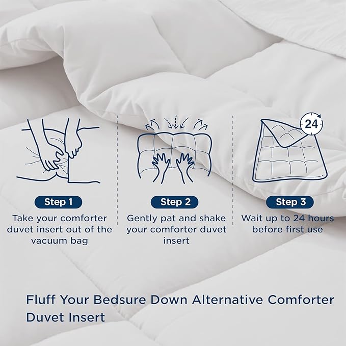 Bedsure Comforter Duvet Insert - Quilted Comforters Twin Size All Season Duvet GentleSoft Down Alternative Bedding with 8 Tabs Gifts for Women/Men Beige Twin 88 x 68 Inches