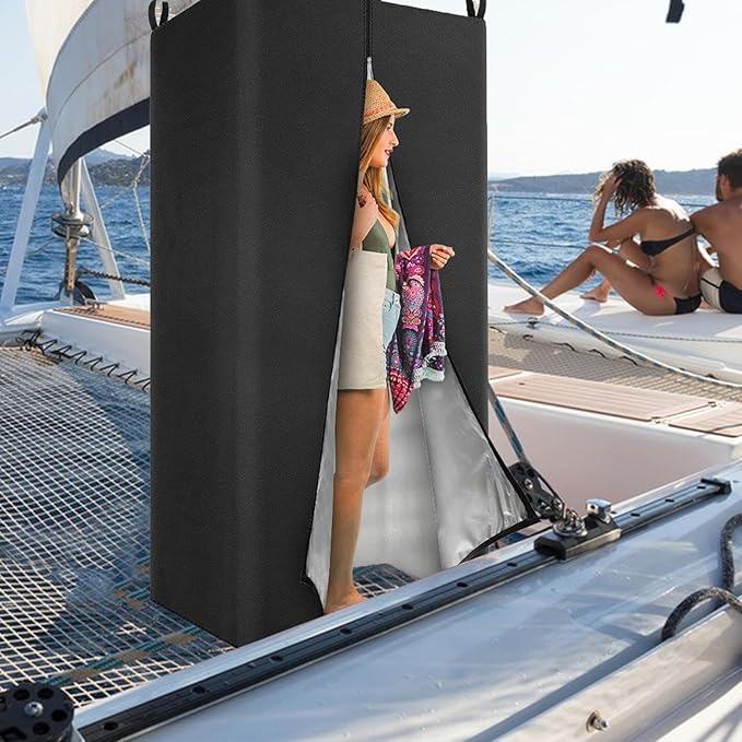 Boats Privacy Curtain Changing Room with Bag Waterproof Pontoon Tent Waterproof Portable Shower Awning Under Bimini Top Easy Up Pontoon Enclosure Partition for Pontoons