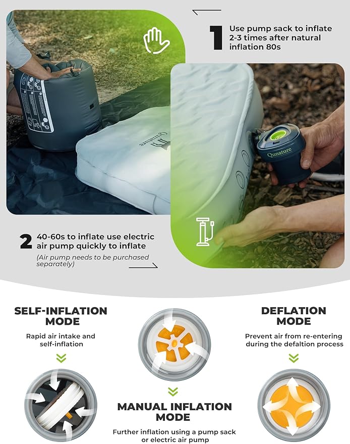 4 Thick Self Inflating Sleeping Pad with Foam Air Camping MattressInnovative Y-Shaped Telescopic StructureHigh R-Value and Portable Double Camping Mats for Camping