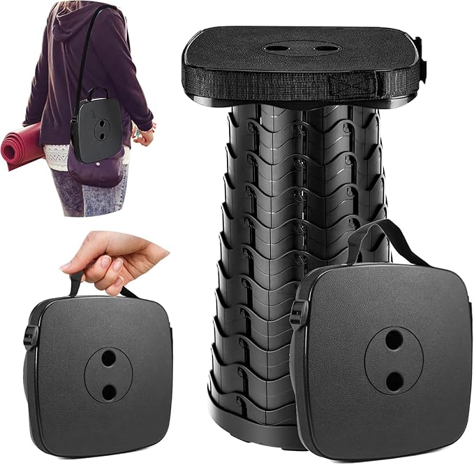 Collapsible Stool - Lightweight Folding Stool 485lbs Capacity Portable for Adults Camping Fishing Hiking Outdoor Travel