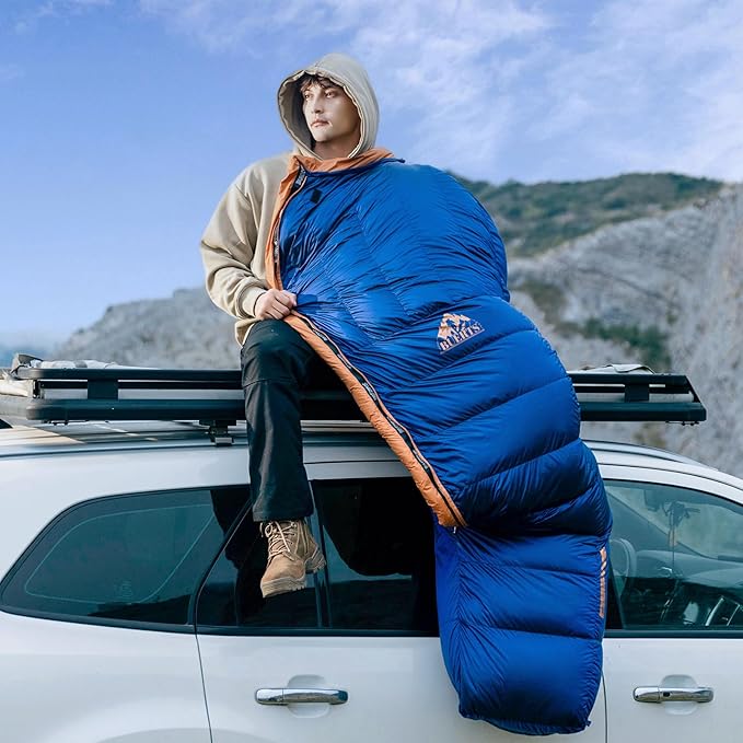 Down Backpacking Sleeping Bag 680FP. Cold Weather Sleeping Bag 0°F-32°F (Multiple Temperature Options) XL Large 4 Season Sleeping Bag for Adults Camping Hiking Mountaineering.