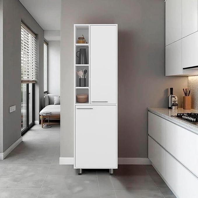 Kitchen Multiple Open and Closed Shelves Design White