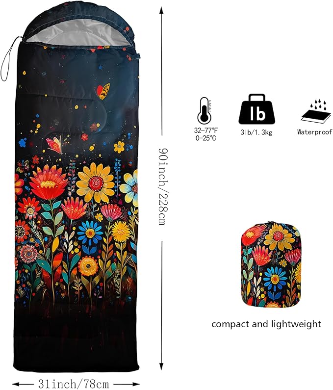 AILONEN 3D Printed Sleeping Bag 90x31 Weatherproof Lightweight Sleeping Bag with Portable Bag King Queen Red Black Heart Crown Theme for Camping Hiking Outdoor Adventures