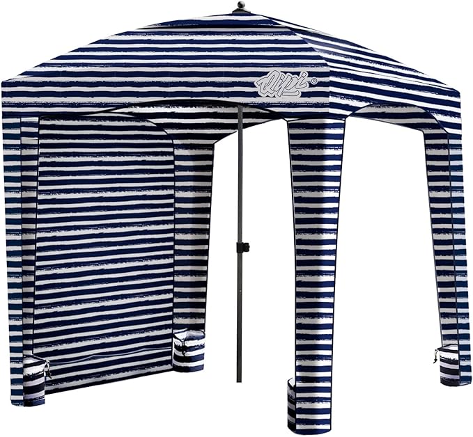 Qipi Beach Cabana - Easy to Set Up Canopy Waterproof Portable 6' x 6' Beach Shelter Included Side Wall Shade with UPF 50+ UV Protection for Kids Family &amp Friends