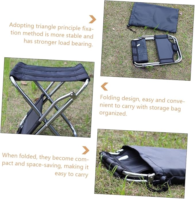 Fishing Camping Stool Lightweight Portable Folding Chair Outdoor Black