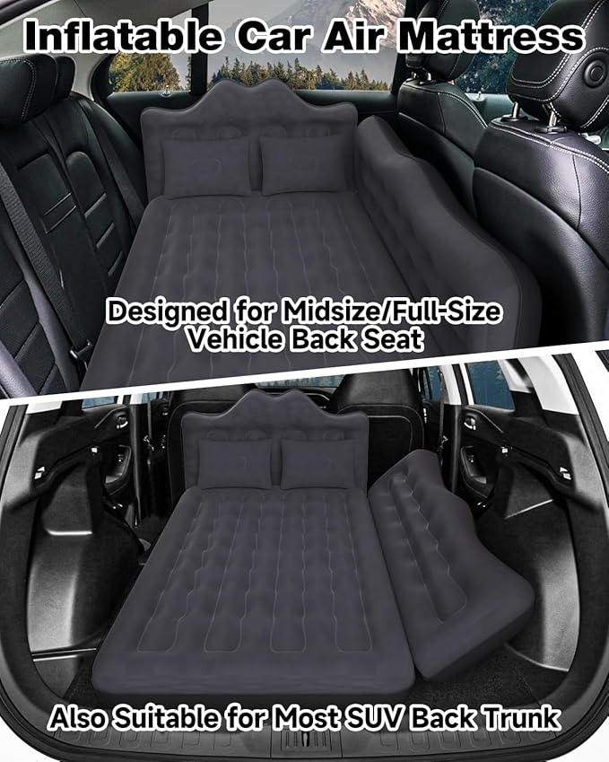 Umbrauto Inflatable Car Mattress Bed: SUV Camping Air Bed for Truck Backseat with Pump &amp Pillows Car Sleeping Airbed for Van Back Seat