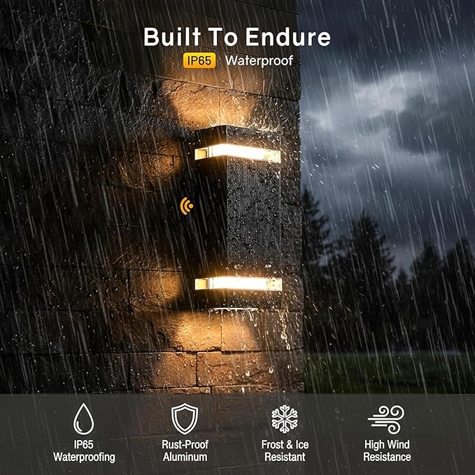 Dusk to Dawn Outdoor Wall Light Modern Up Down LED Wall Sconce Aluminum Waterproof Exterior Lighting Fixture Porch Lights for House Patio Sensor ETL