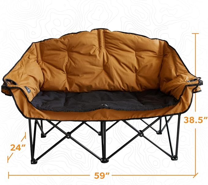 Kuma Outdoor Gear Bear Buddy/Double Chair with Carry Bag Ultimate Portable Luxury Outdoor Double Camping Chair for Glamping Sports &amp Outdoor Adventures (Sierra/Black)