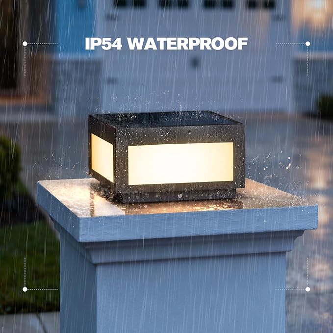 9.84 Solar Post Lights 3000K LED Solar Pillar Lights Outdoor IP54 Waterproof Outdoor Lamp Post Light Dusk to Dawn Column Lighting for Posts Fence Outside Entrance Yard Patio Driveway