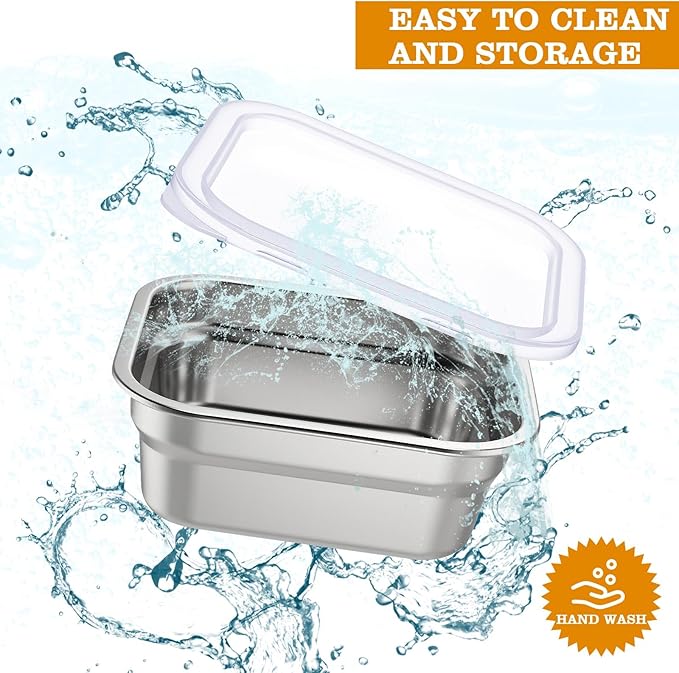 8 Pcs 1/6 Size Hotel Steam Table Pans with Lids Stainless Steel Food Containers and PP Plastic Covers Anti-clogging Steamer Pans for Buffet Catering Restaurant and Food Prep (2.5 Deep)