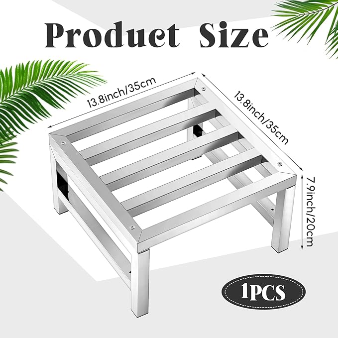 1 Pack Dunnage Rack 13.8 Long x 13.8 Wide 7.9 Height Stainless Steel Dunnage Rack 700+ Pound Capacity Storage Commercial Food Service Storage in Restaurant Kitchens Shop
