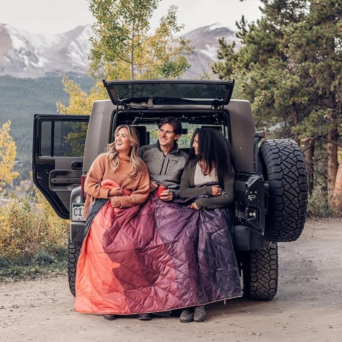 Rumpl Original Puffy Blanket - Warm Water-Resistant Camping Blanket with 100% Recycled Synthetic Insulation 52x75 Original Puffy V1 Geo Fresh