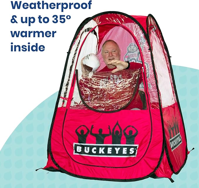 WeatherPod – The Original Ohio State Buckeyes 1-Person Pod – Patented Construction w/Tapered Sides Highly Water Wind &amp Weather Resistant Pop-up Tent – Lightweight Easy Open &amp Close – OSU Re
