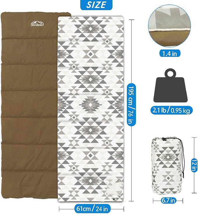 Heated Sleeping Bag pad 3 Adjustable Temperature Levels Operated by 5V/2A USB Power Supply (Bohemia 76 x 24)