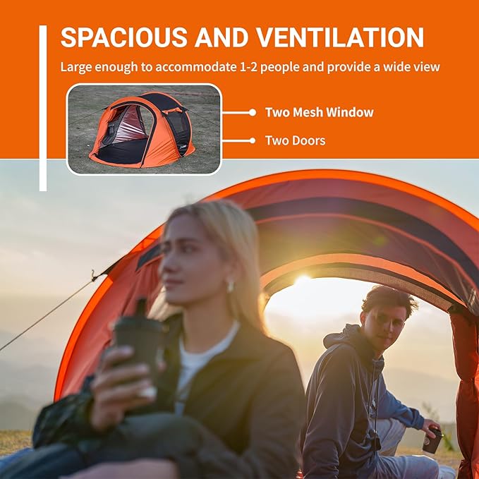 EchoSmile Instant Pop Up Camping Tent 2/4/6 Person Easy Setup Tent Water Resistant Dome Portable with Carry Bag