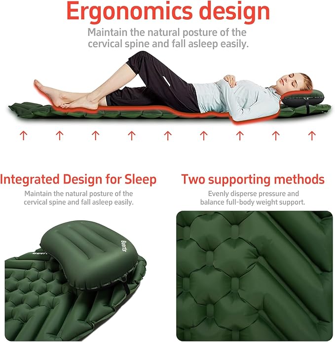 Camping Sleeping mat and Inflatable Pillow - Set Portable Ultra-Light Thickened Quick to inflate in 30s can be Spliced. Suitable for Backpacking Hiking Camping and Other Scenes
