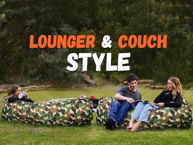 WEKAPO Inflatable Couch Air Lounger Chair - Camping &amp Beach Accessories Portable Blow up Sofa for Hiking Lawn Indoor/Outdoor Movies &amp Music Festivals. Lightweight and Easy to Set Up Air Ham