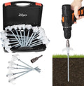 20-Pack Metal Tent Stakes with Glow-in-The-Dark Function Heavy-Duty Ground Spikes Hexagonal Drive Tool and Storage Box
