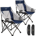 SUNNYFEEL 2 Pack Lightweight Oversized Camping Chairs for Adults Portable Folding Chair with Side Pockets &amp Cup Holde for BeachFishingTripPicnicLawnConcert Outdoor Carry Bag Included
