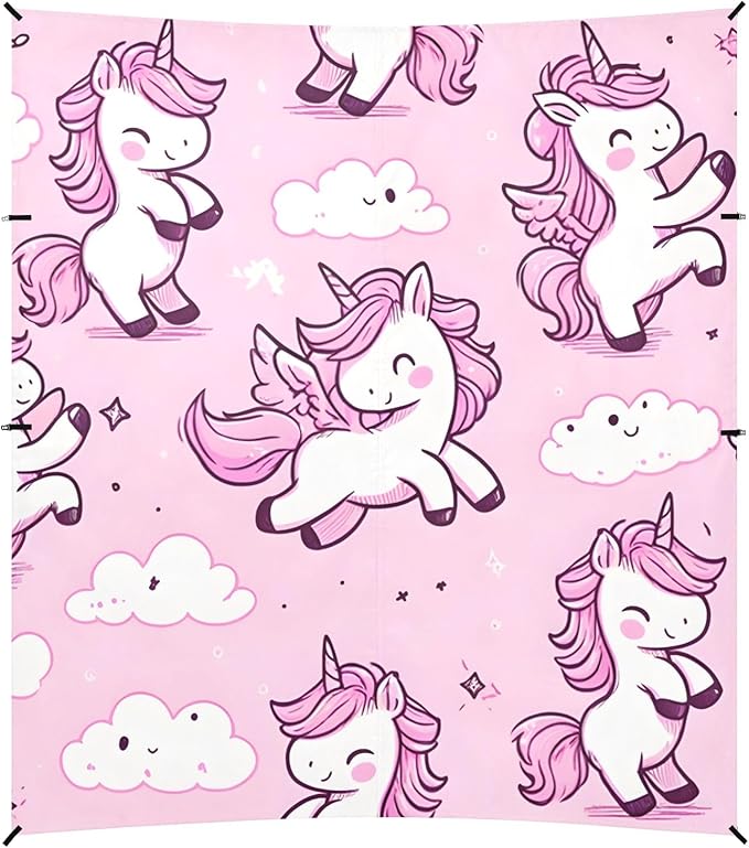 Cartoon Cute Dancing Unicorn Camping Sun Shelter Beach Tent Portable Beach Sun Shade Outdoor Canopy for Camping Trips Fishing Picnic