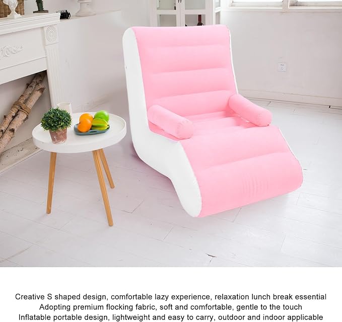 Inflatable Sofa Bed Inflatable Lounge Chair Portable Foldable Inflatable Lounge Sofa with Armrests for Living Room Bedroom Office Travel Camping