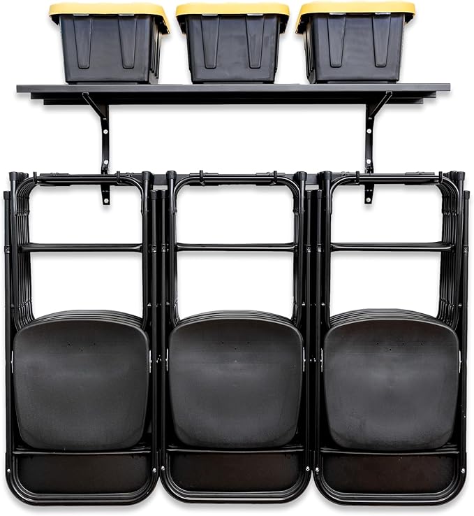 StoreYourBoard Chair Storage Rack with Storage Shelf – Folding Chair Rack for Home &amp Garage Organization Chair Hangers for Folding Beach Patio &amp Camping Chairs Heavy Duty Steel Holds 300