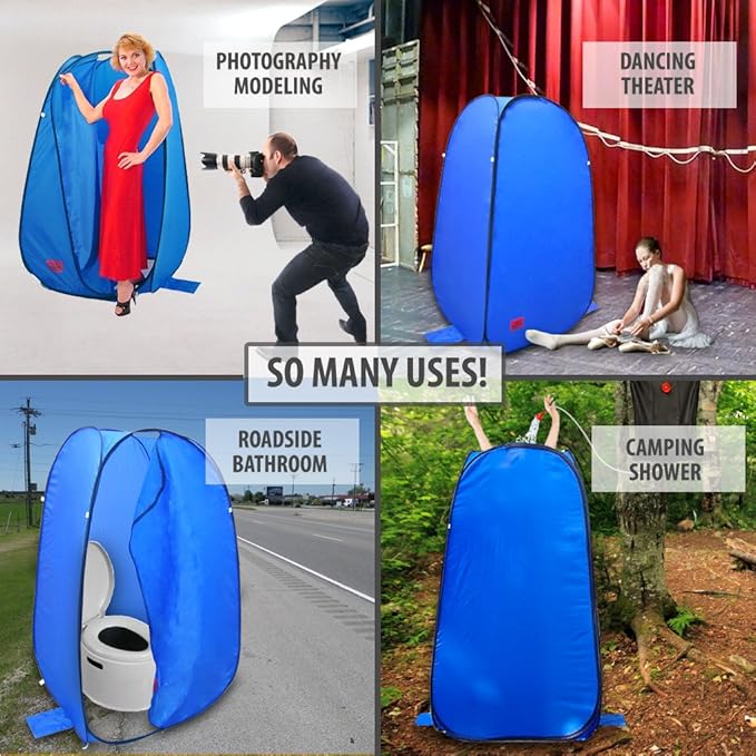 Pop-Up Room in a Bag Instant Portable Changing Shower and Bathroom with Dura-light Steel Frame and Weather-Resistant material for for Pontoon / Deck / Fishing / Sail Boat. Included Tie-Down Kit.
