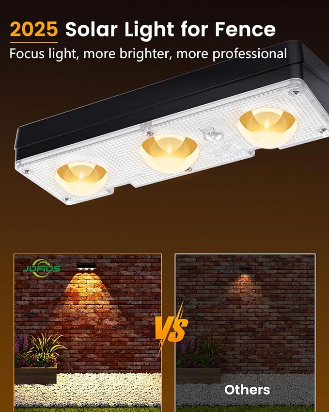 Solar Fence Lights Outdoor Waterproof Led 8Pack1300mAh 6 Inch Solar Lights for Fence with Warm White &amp RGB 8 Colors Outdoor Solar Lights for Patio Backyard Deck Fence Railing (Black)