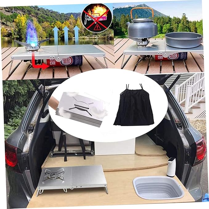 Totority 1set Portable Folding Camping Table Lightweight for Outdoor Cooking Picnics and Travel Compact Design Easy to Carry and Store Silver Sturdy