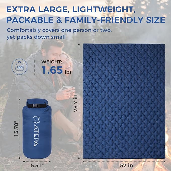 ATEPA Wearable Sleeping Bag Recycled Warm Winter Camping Blanket Wearable Poncho for Outdoor Stadium Sports Women Men