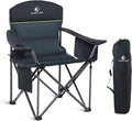 GREEN PARTY Folding Camping Chair Oversized Heavy Duty Lawn Chair with Cooler Bag Cup Holder Storage Pocket Collapsible Padded Outdoor Arm Chair Quad Lumbar
