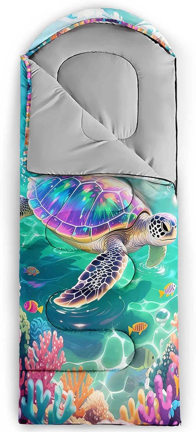 AILONEN Pink Flamingo Sleeping Bag for Kids GirlsWarm and Cool WeatherLightweightWaterproof BackpackingTropical Flamingo Theme Palm Leaves Sleeping Bag for Camping