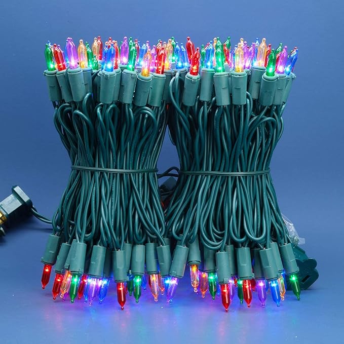 200 Count Multicolor LED Christmas Lights 66 ft Green Wire UL Certified Commercial Grade Holiday String Light Set (Multicolor)