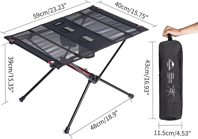 Naturehike Ultralight Folding Table Outdoor Camping Portable Outdoor Tea Aluminum Alloy Table for Picnic Camp Beach (Dark)