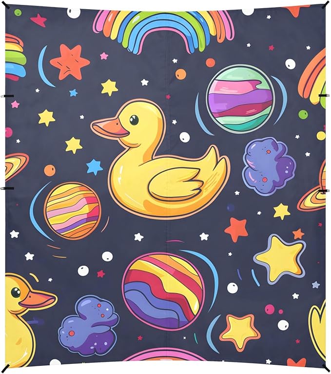 Space Duck Stars Camping Sun Shelter Beach Tent Portable Beach Sun Shade Outdoor Canopy for Camping Trips Fishing Picnic