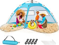 Beach Tent Sun Shade for 4-5 Person Two Doors Large Pop Up Beach Tents for Adults and Kids Portable Automatic Instant Sun Shelter Canopy Tent UV 50+ Ideal for Garden Fishing Picnic