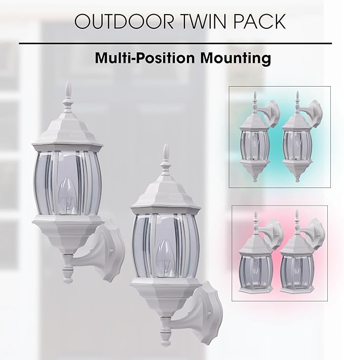 Canarm IOL73TWH Outdoor Lantern Twin Pack White