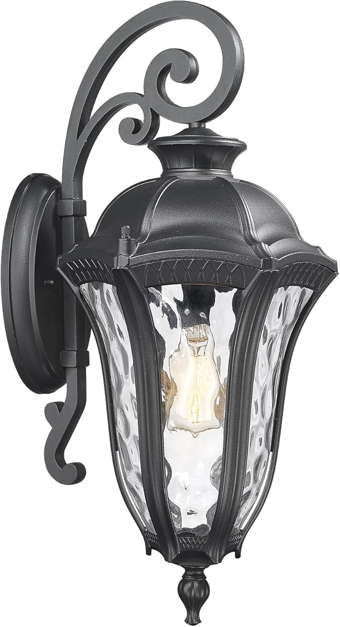 Outdoor Wall Lights for House 26 Inch Large Modern Outdoor Wall Sconce with Water Ripple Glass Aluminum Anti-Rust Exterior Lighting Latern for Home Garden Halway Garage Patio