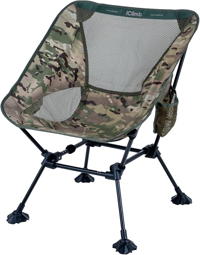 iClimb 1 Mini Folding Table and 1 Anti-Sink Large Feet Chair Ultralight Compact for Adults Outdoor Camping Backpacking Hiking