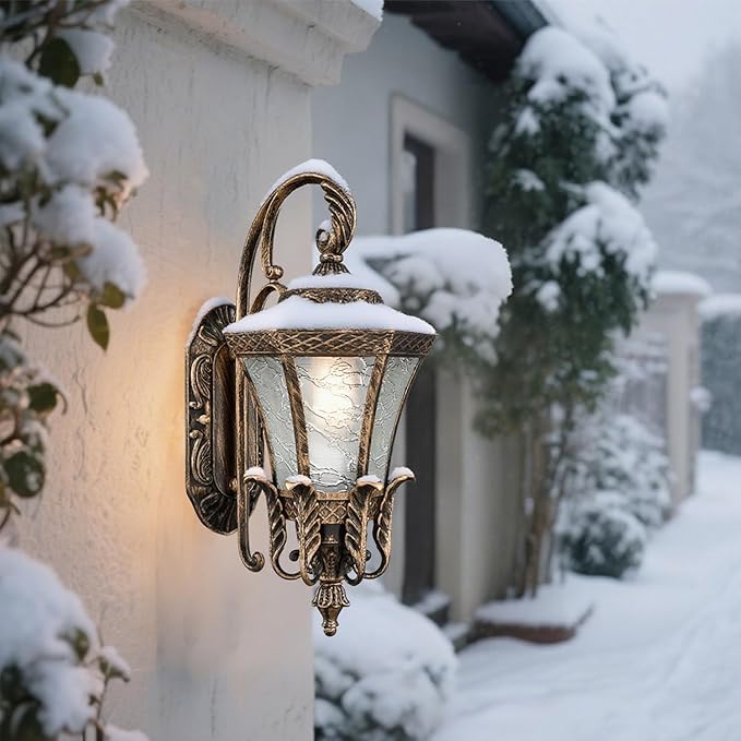 Black and Gold Sconces Wall Lighting 20.87 H Exterior Wall Light Fixture Waterproof Aluminium with Glass Outdoor Lanterns for Front Porch Patio Garage Hallway
