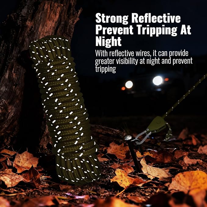 Camping Rope Reflective Tent Rope Guyline with Ratchet Pulley Tarp Tie Down Ropes for Tent Tarp Canopy Shelter Camping 13ft Adjustable Guy Line for Canopy Tent 4 Pack Guy Lines Tents Cords