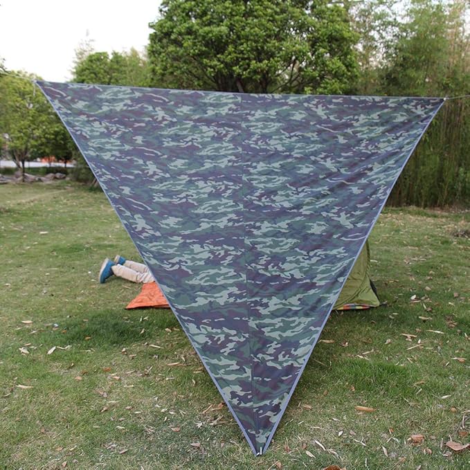 Super Large Sunscreen Camping Awning Portable Windproof Triangle Canopy 3x3x3m Silver Coated Cloth - Up to 95% Protection Durable Outdoor Floor Mat for Garden and Lawn (5 * 5 * 5M)