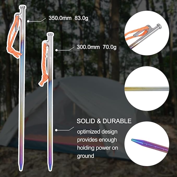 Boundless Voyage 6pcs/lot Titanium Alloy Tent Pegs Outdoor Camping Awning Tent Stakes Lightweight Hiking Climbing Tent Nail 24cm/30cm/35cm
